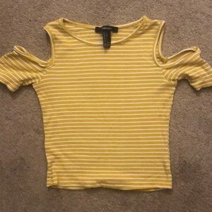 Yellow Cold Shoulder Crop Top